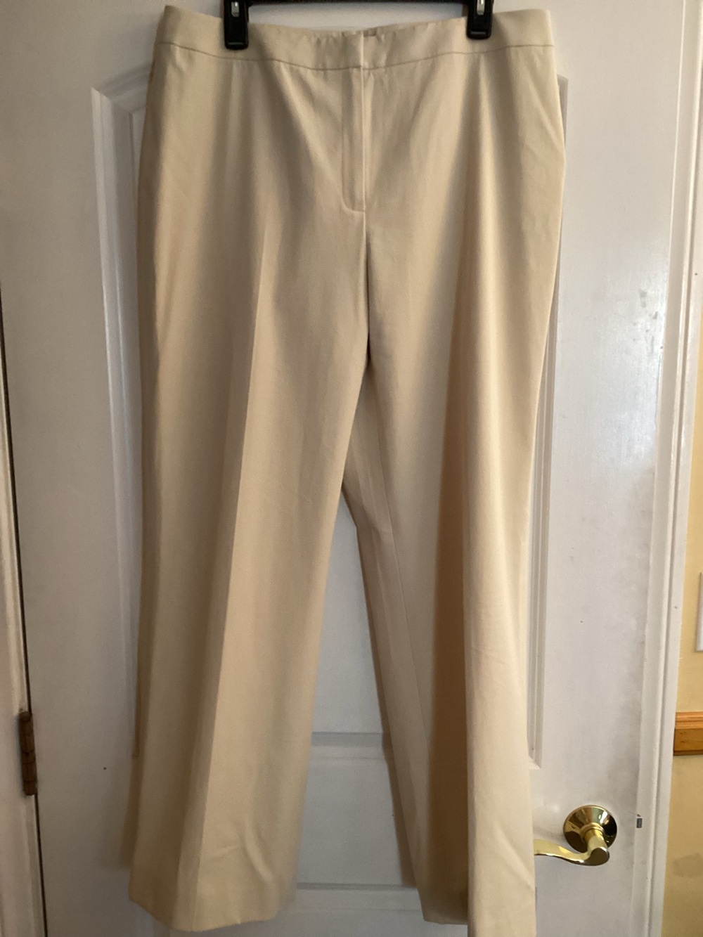 Lafayette 148 New York Ivory Cotton Stretch Straight Leg Pants Size 14